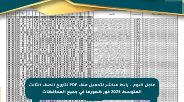 عاجل اليوم.. رابط مباشر لتحميل ملف PDF نتائج الصف الثالث المتوسط 2025 فور ظهورها في جميع المحافظات